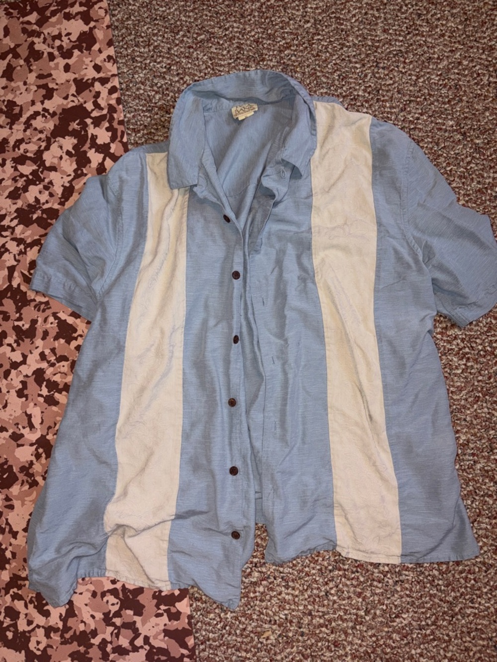 Jos. A. Bank Light Blue Short-Sleeve Button-Down with Cream Panels